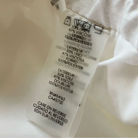 Karl Lagerfeld White Linen Cargo Jogger Pants Size Medium Pull On Relaxed Fit - Picture 9 of 9